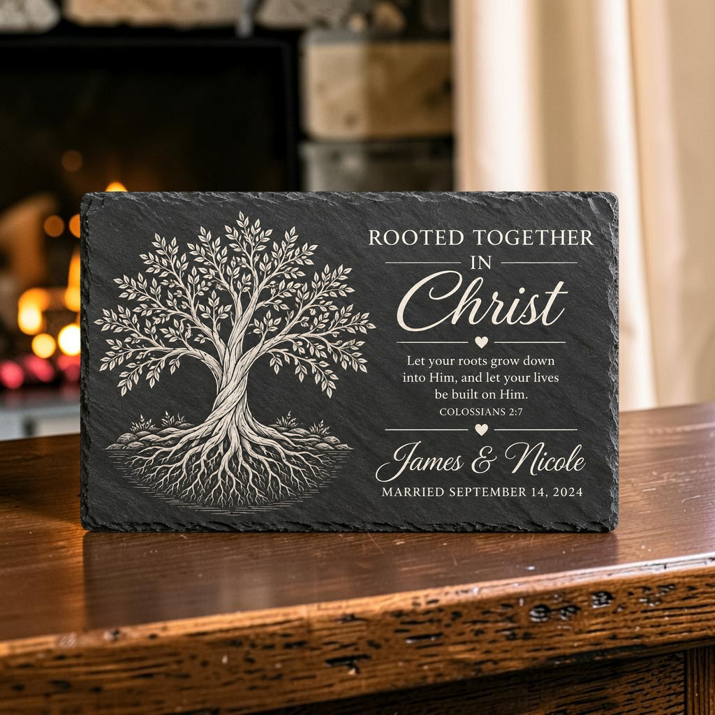 Personalized Christian Wedding & Anniversary Slate Plaque