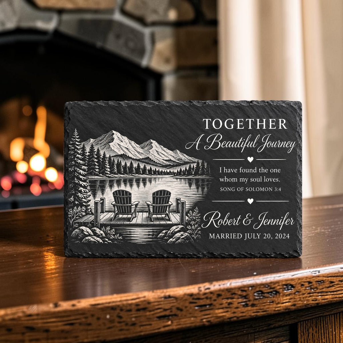 Personalized Christian Wedding & Anniversary Slate Plaque