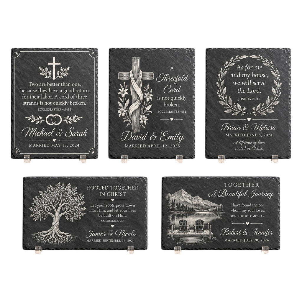 Personalized Christian Wedding & Anniversary Slate Plaque