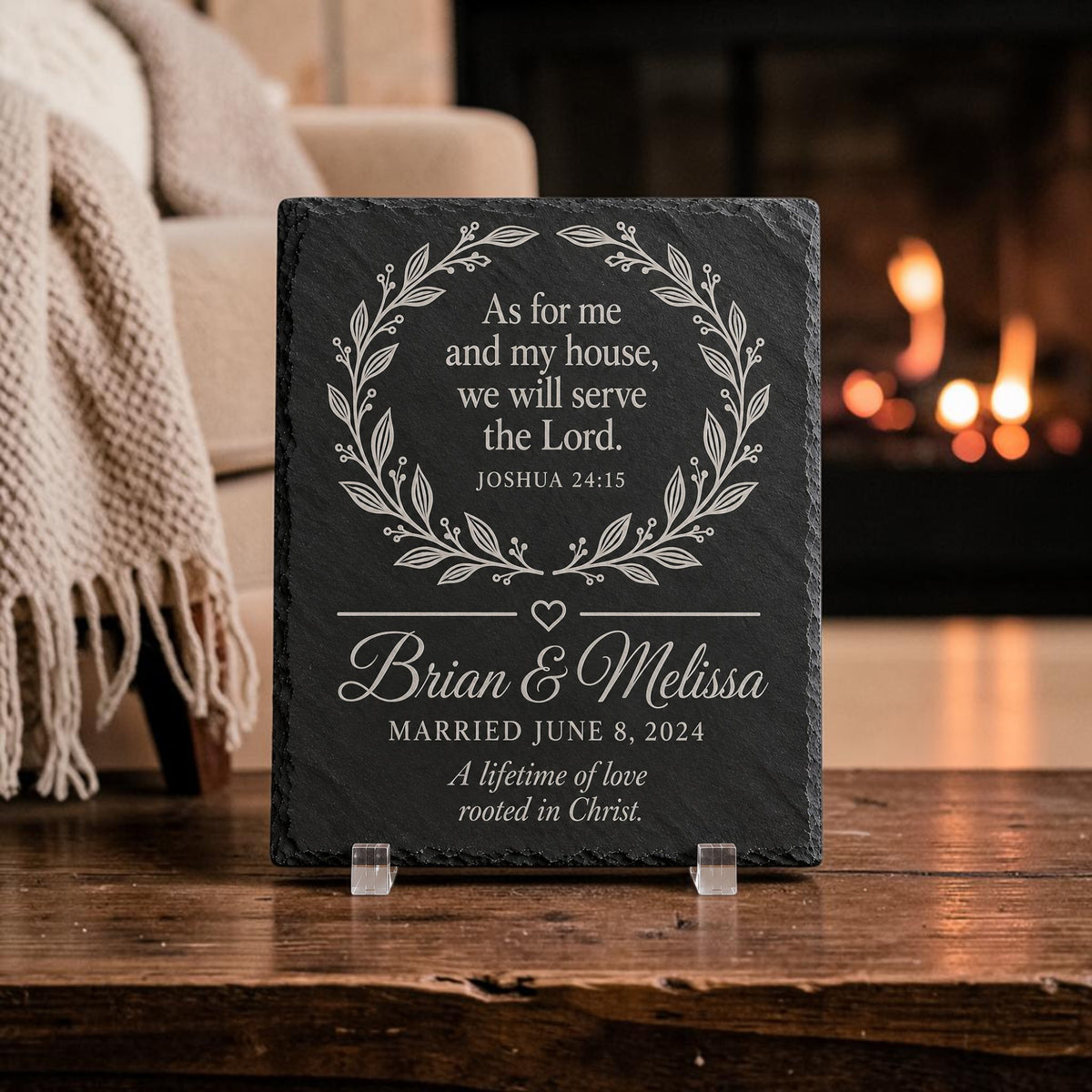 Personalized Christian Wedding & Anniversary Slate Plaque
