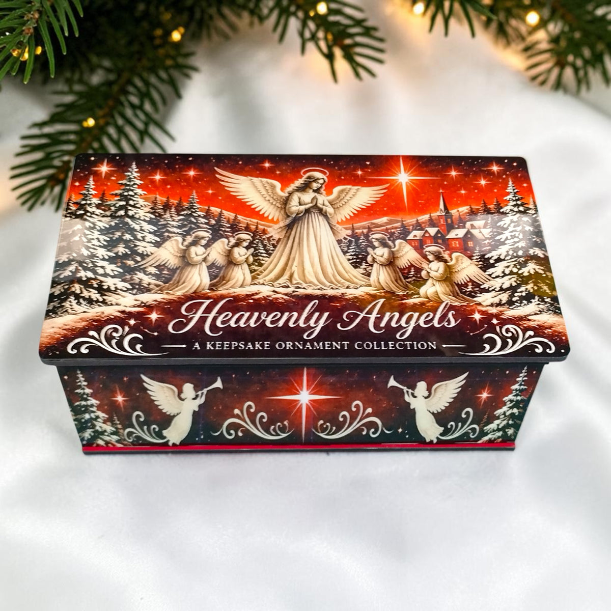 Heavenly Angels Ruby Red Ornament Keepsake Collection – Set of 8