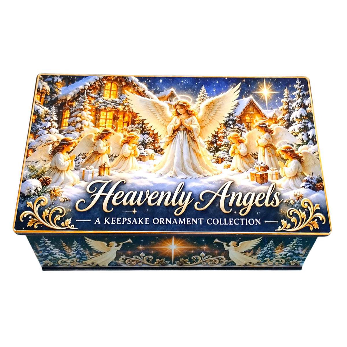 Heavenly Angels Mirrored Gold Ornament Keepsake Collection – Set of 8