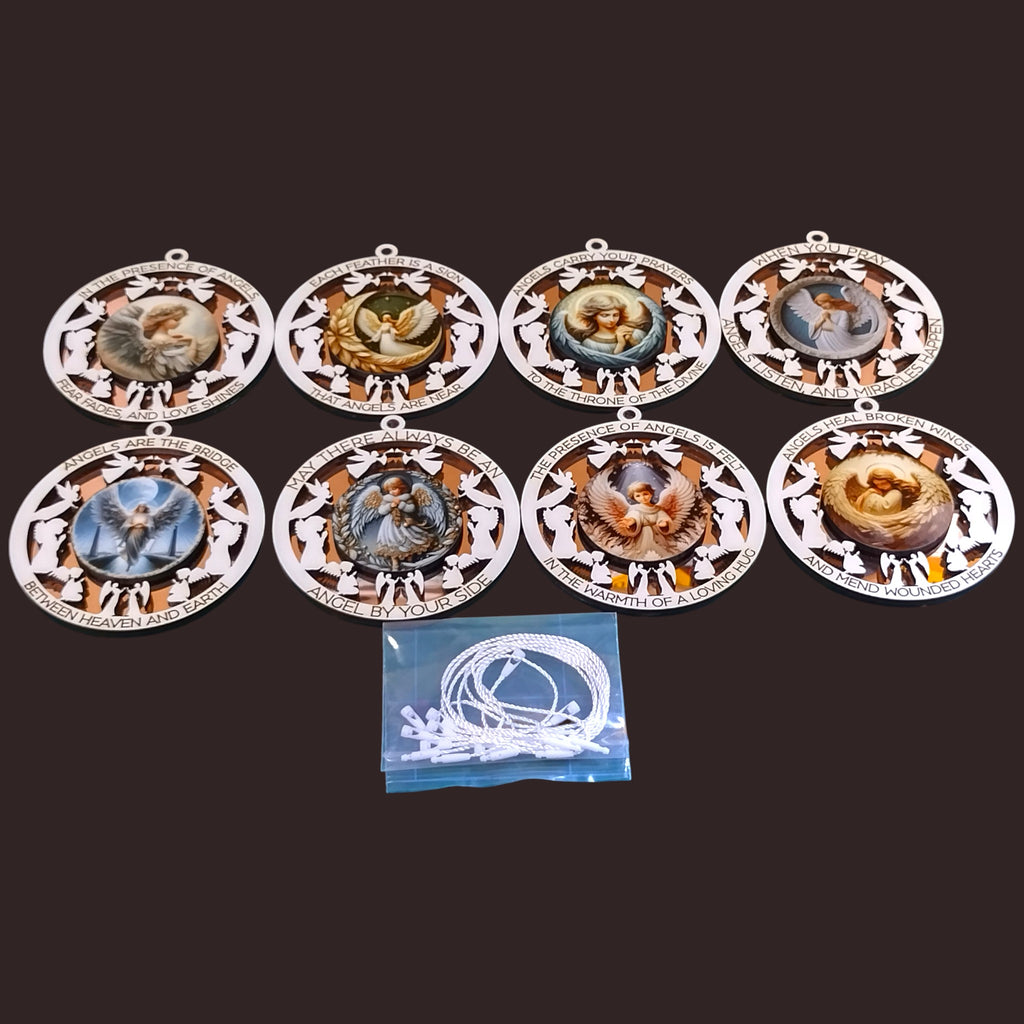 Heavenly Angels Mirrored Gold Ornament Keepsake Collection – Set of 8