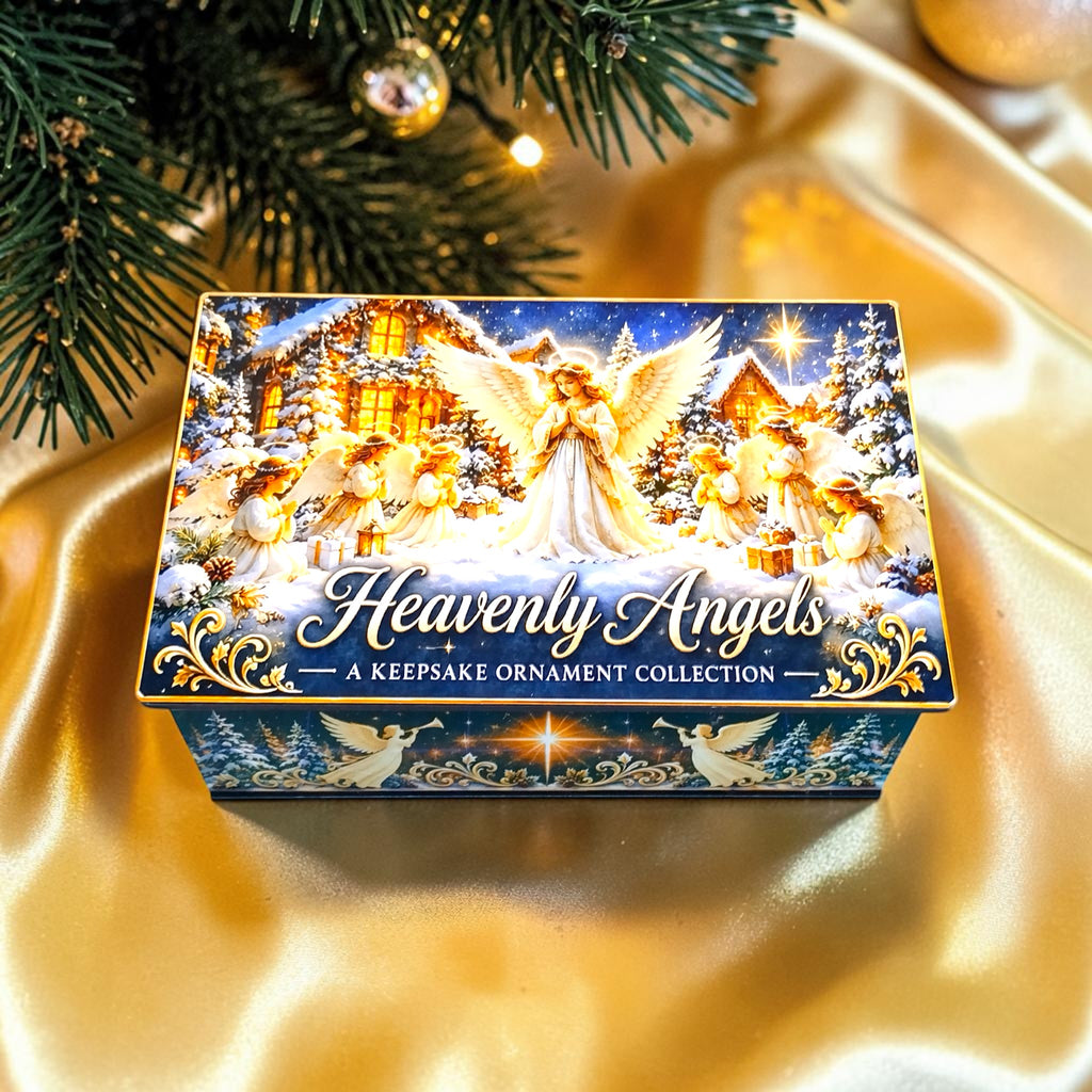 Heavenly Angels Mirrored Gold Ornament Keepsake Collection – Set of 8