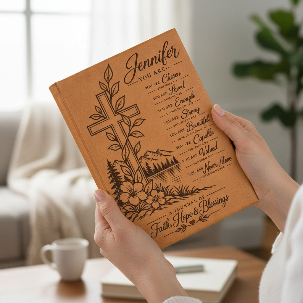 Personalized Christian Journal – Engraved Faith & Scripture Keepsake