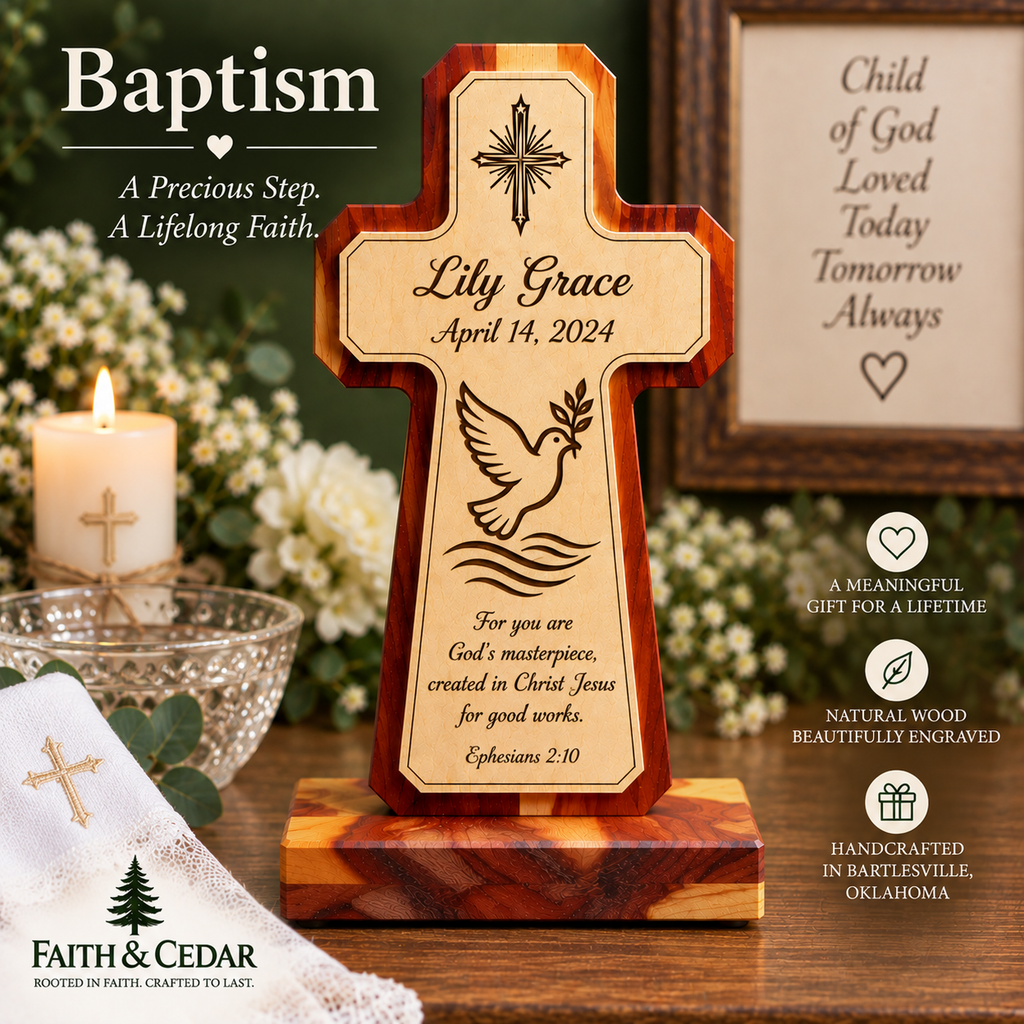 Personalized Christian Cross – Handcrafted Wooden Keepsake
