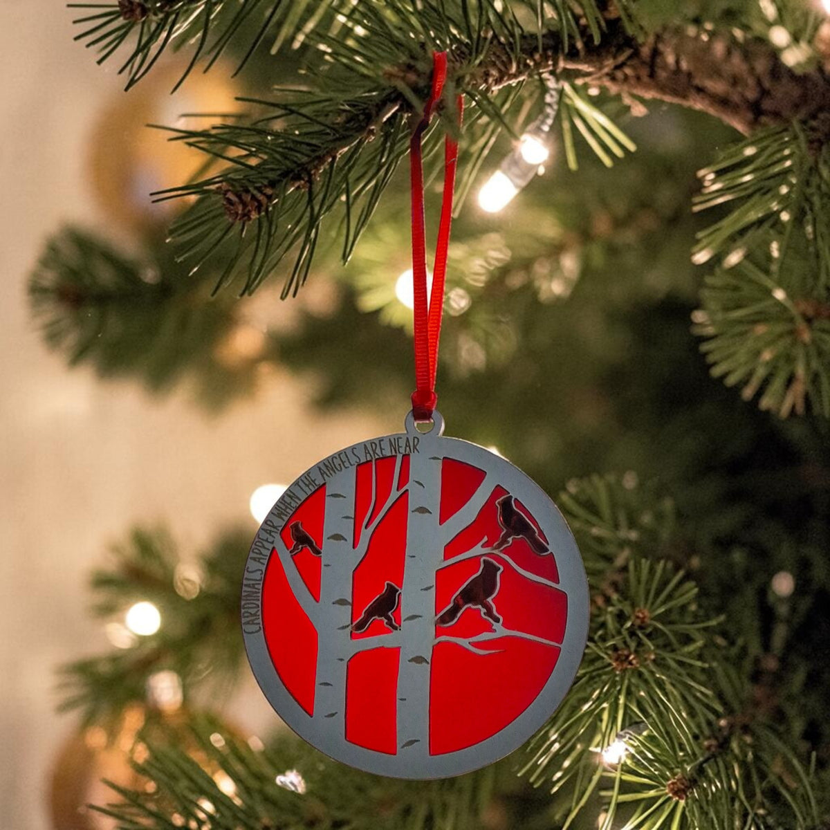 Cardinal Is Near – Christmas Ornament & Personalized Keepsake Box